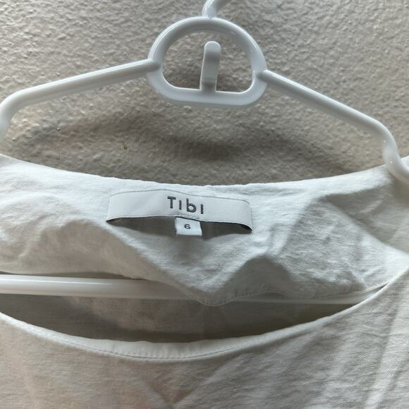 TIBI Boxy Minimalist Career Shirred Top White Oversized SZ 6 Quiet Luxury - Picture 3 of 10